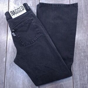 The Ragged Priest Jeans Womens 24 Black Flared Wide Leg High Waisted Denim